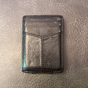 Fossil Black Key Card Holder Leather Accessory